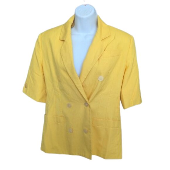 VINTAGE Double Breasted Short Sleeve Blazer Jacket Fits XL - Picture 1 of 5